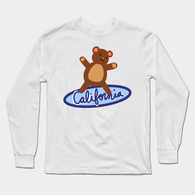 California Surfing Bear Long Sleeve T-Shirt by avadoodle